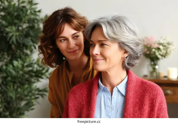Two women bonding, heartwarming moment