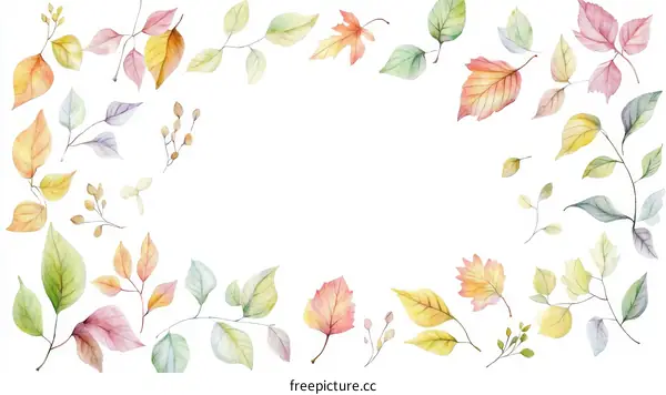 Watercolor Autumn Leaves Frame Design