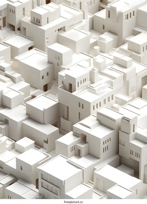 Abstract Minimalist White Buildings Cityscape