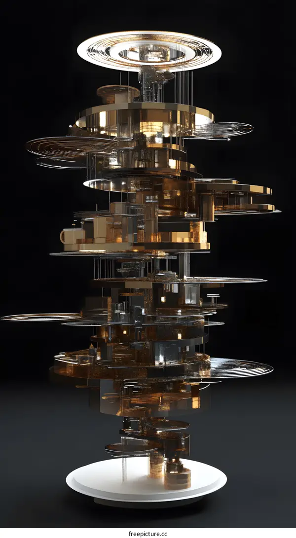 Abstract Futuristic Cityscape with Circular Platforms