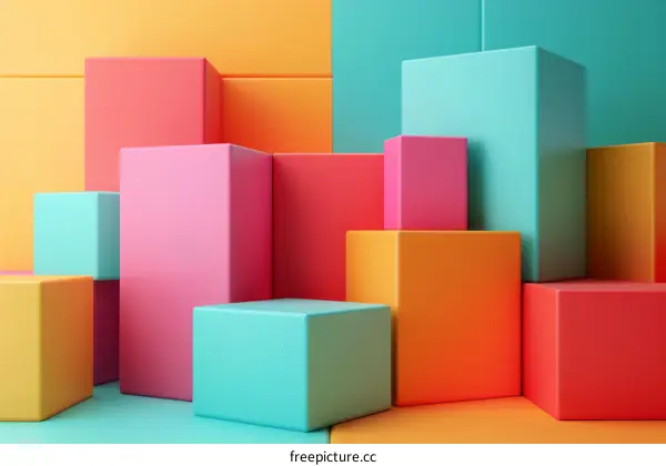 Vibrant 3D Cubes Product Display Platforms