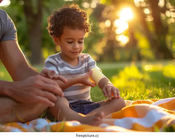 Father and son having fun in the park