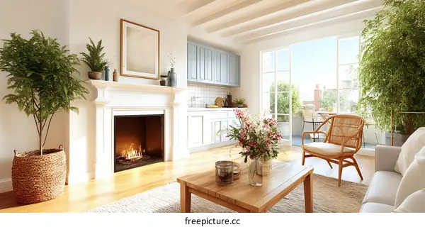 Modern Cozy Living Room Interior Design Illustration