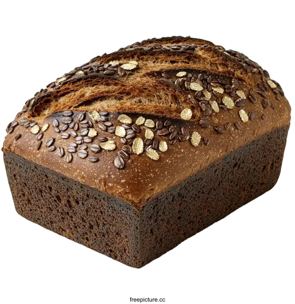 [Transparent Background PNG]Artisan Dark Whole Grain Bread Loaf