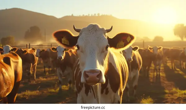 Cows grazing in a pasture