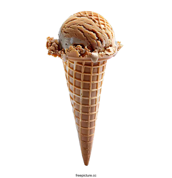 [Transparent Background PNG]Chocolate ice cream in waffle cone