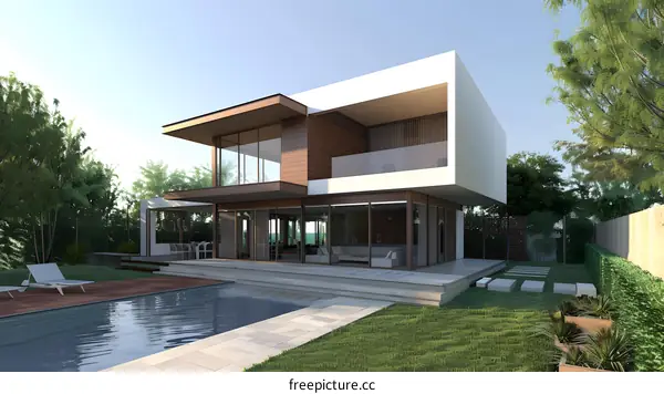 Modern House with Swimming Pool and Garden