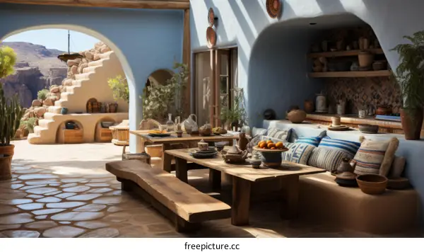 Adobe style house with a beautiful terrace