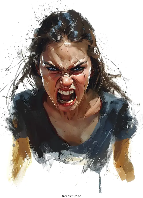 portrait of a screaming woman