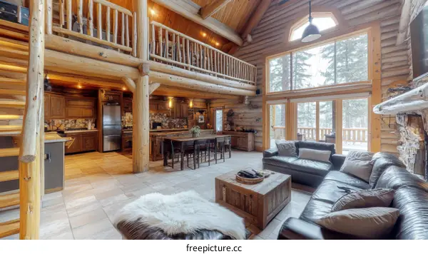 Rustic Log Cabin Interior Living Room