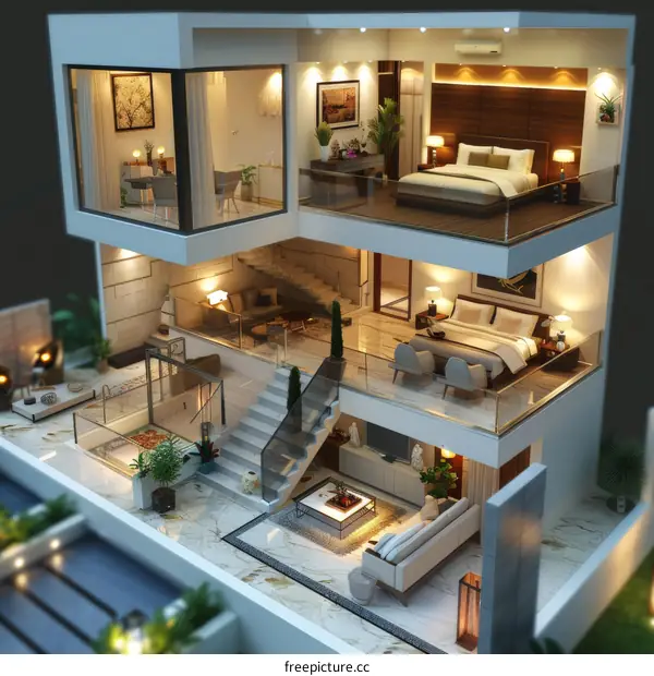 Miniature Modern House Design Illustration