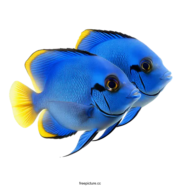 [Transparent Background PNG]Two Beautiful Blue Fish Illustration