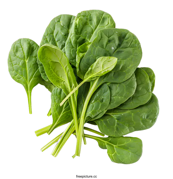 [Transparent Background PNG]Fresh Green Spinach Leaves Isolated On White Background
