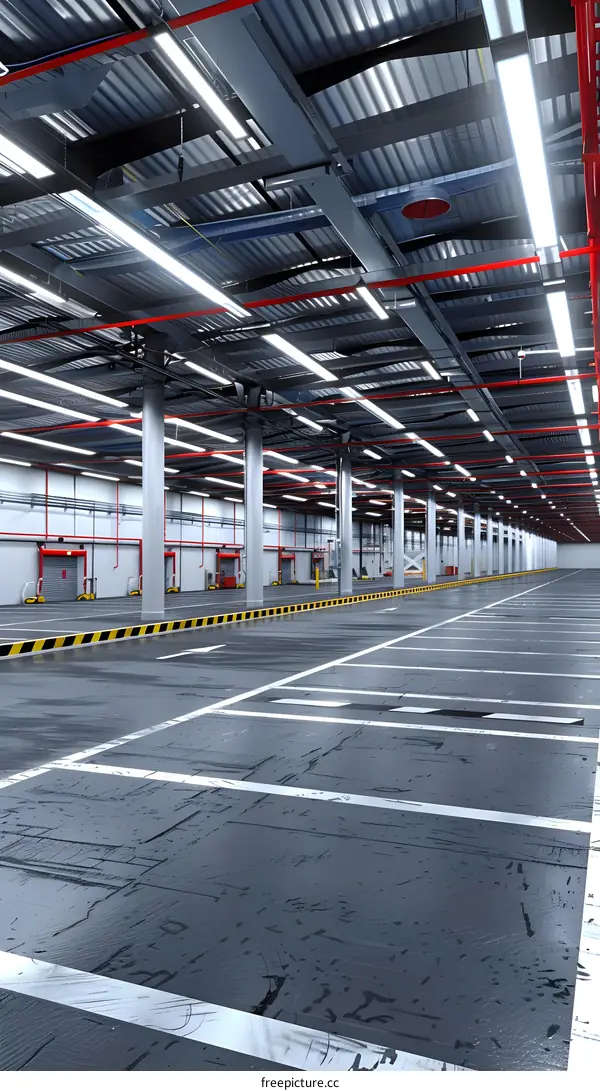 Empty Modern Industrial Parking Garage Interior