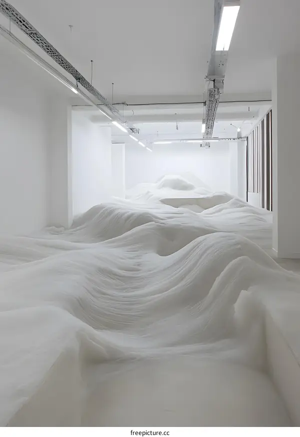 White Fabric Installation In Modern Room