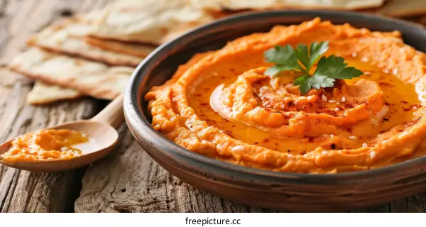 Homemade Roasted Red Pepper Hummus Dip
