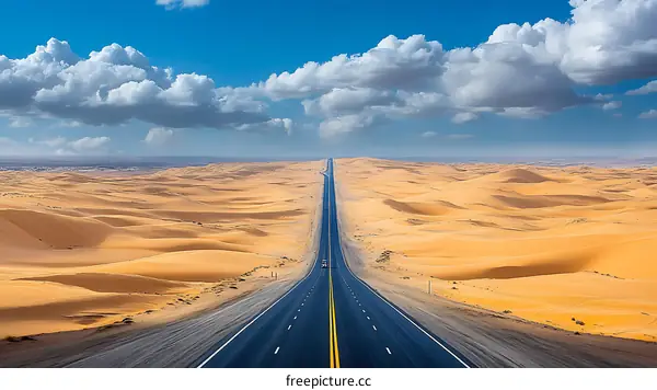 Desert Highway Under a Dramatic Sky