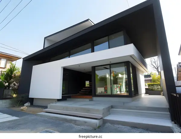 Modern House with Black and White Exterior
