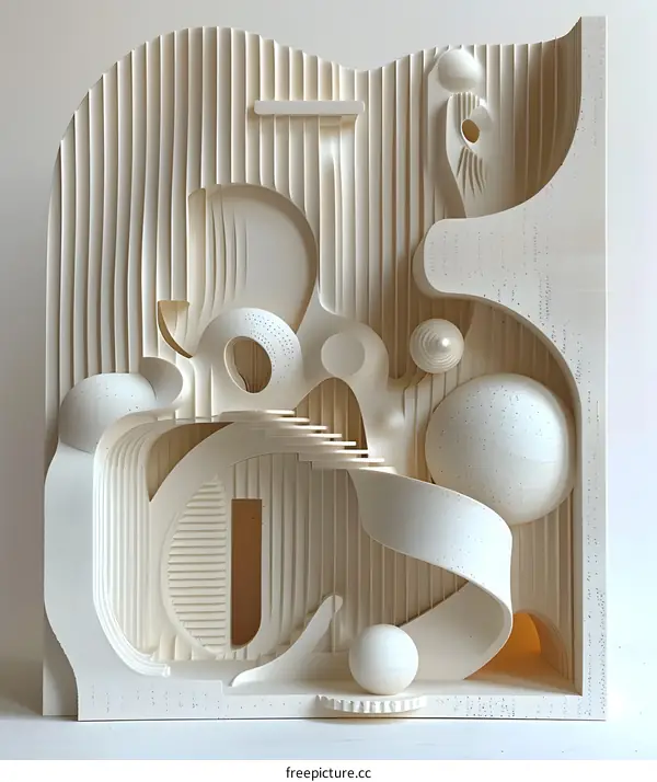 Abstract White Sculpture of Organic Shapes