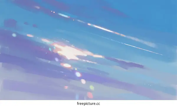 Sunlight with Colorful Light Leaks in Clear Blue Sky