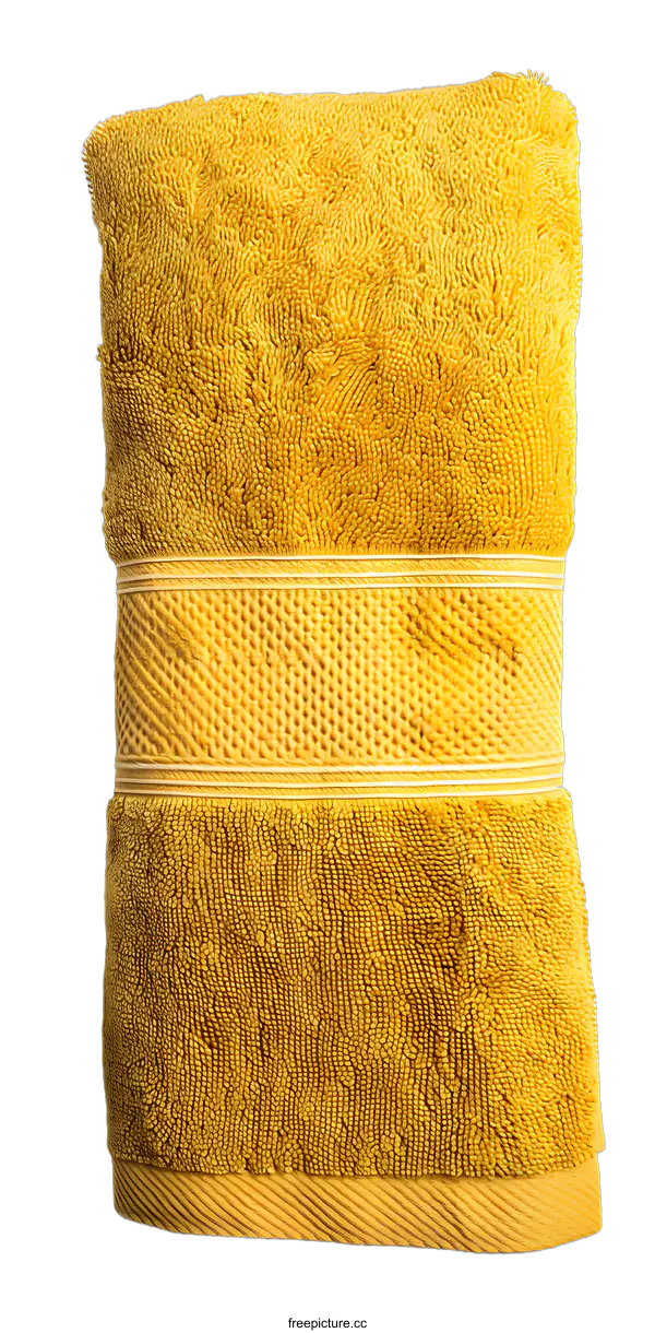 [Transparent Background PNG]Yellow Cotton Towel on White Background
