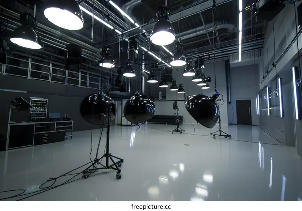 Professional Photography Studio with Multiple Lighting Equipment