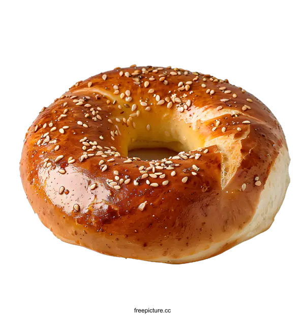 [Transparent Background PNG]Freshly baked bagel with sesame seeds