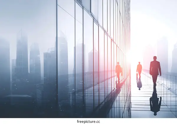 Modern City Businessmen Walking Pathway
