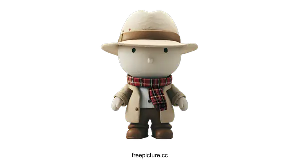 [Transparent Background PNG]Cute cartoon character wearing a hat and scarf