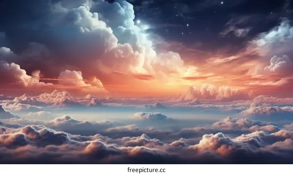 A surreal sunset sky with cloudscape