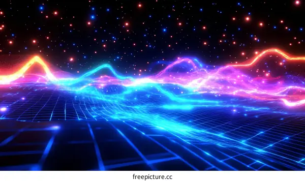 Abstract Futuristic Neon Landscape Design