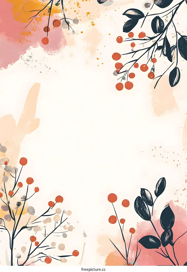 Abstract Watercolor Background with Floral Illustration