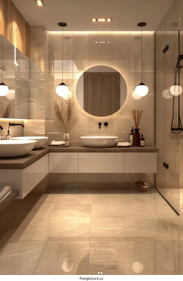 Modern Beige Bathroom Interior Design
