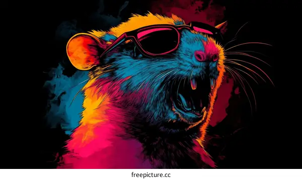 Colorful Rat with Sunglasses Illustration