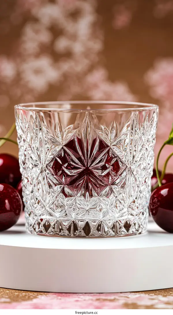 Crystal Glass Tumbler with Intricate Carving