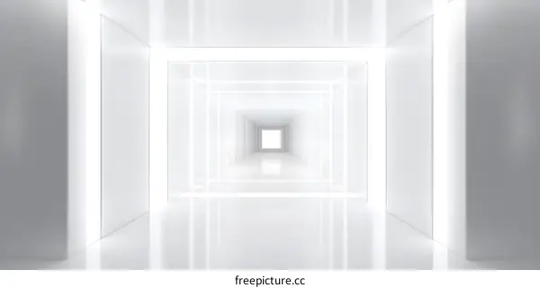 Abstract White Futuristic Corridor With Glowing Lights