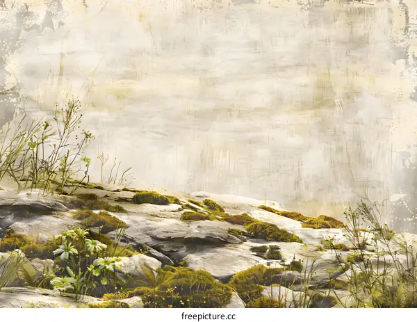 Vintage Style Rock and Grass Background