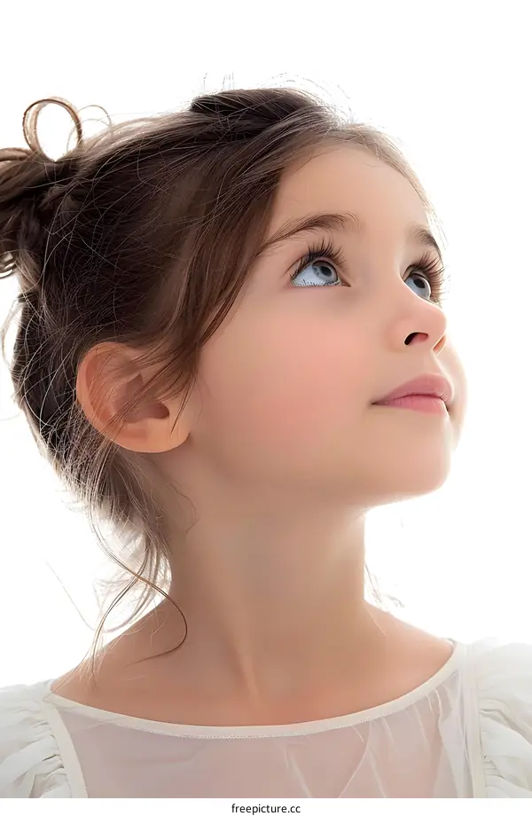 portrait of a little girl looking up