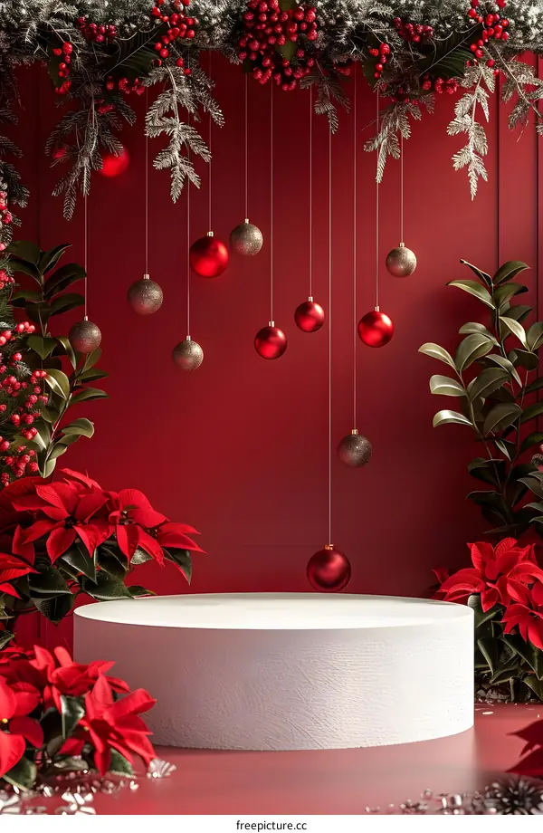 Christmas Ornament Red Background Product Display
