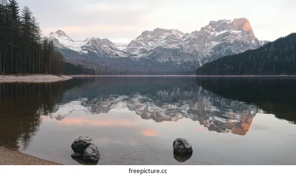 Peaceful Mountain Lake at Sunrise