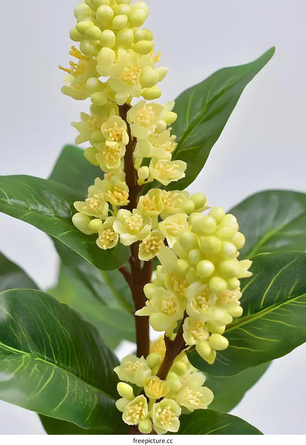 Close Up of Yellow Flowers and Green Leaves