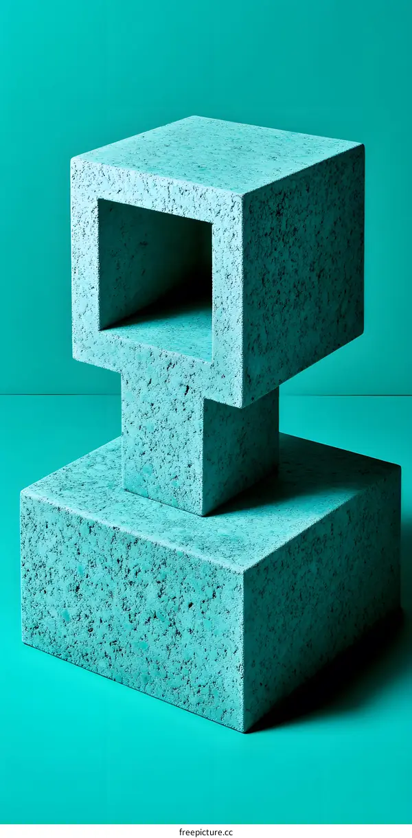 Abstract Turquoise Blue  Geometric Shape Cubes