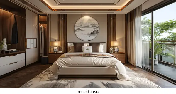 Modern Elegant Chinese Style Bedroom Interior Design