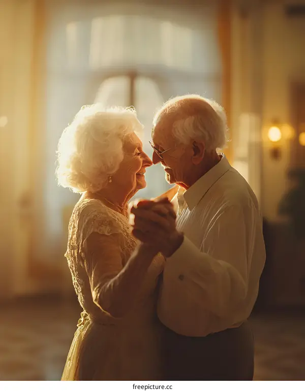 Senior Couple Dancing In Ballroom