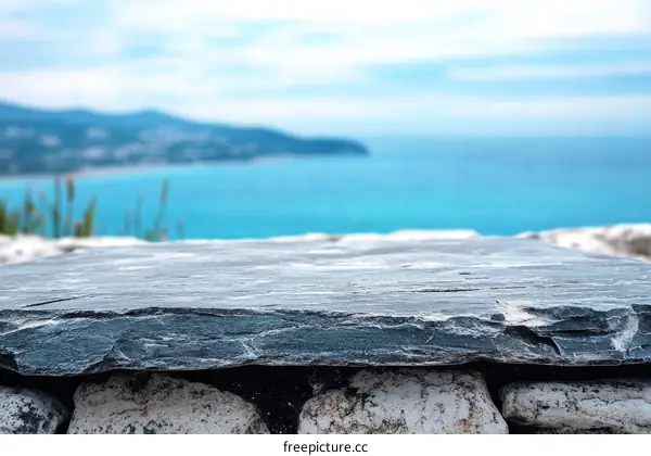 Coastal Stone Table Top with Ocean View