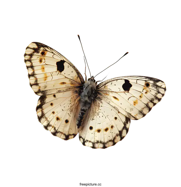 [Transparent Background PNG]A White Butterfly with Black Spots