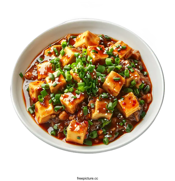 [Transparent Background PNG]Mapo Tofu in a White Bowl