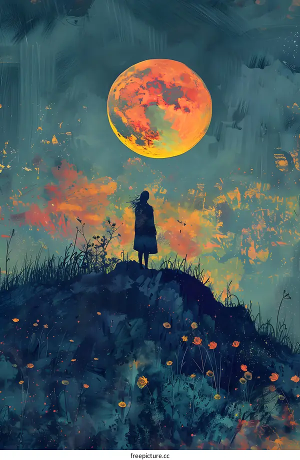 girl looking at the moon