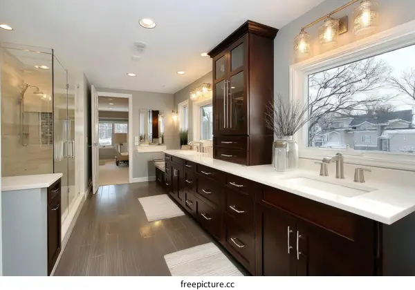 Modern Luxury Bathroom with Double Vanities