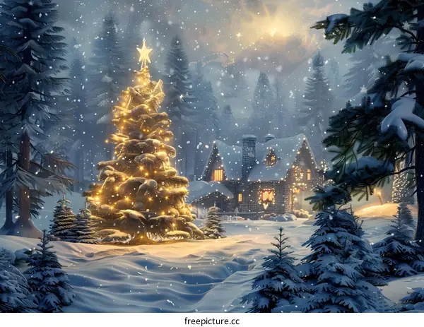 Christmas Eve in the Snowy Forest